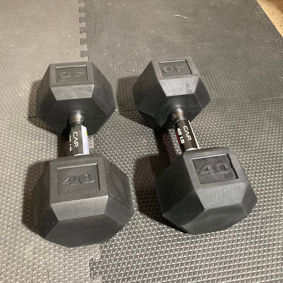 Pair of 40-pound hex dumbbells available from Fishers Home Gyms