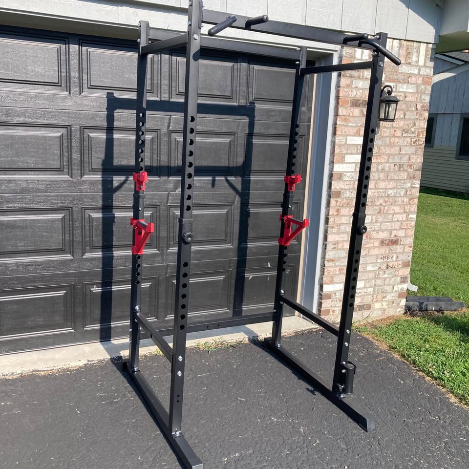 Racks and benches sold by Fishers Home Gyms